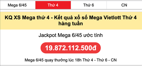 Jackpot uoc tinh XS Mega 6-45 Vietlott 15-01-2020 Jackpot uoc tinh XS Mega 6-45 Vietlott 15-01-2020